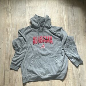 Champion Gray Hoodie with Red Alabama Logo